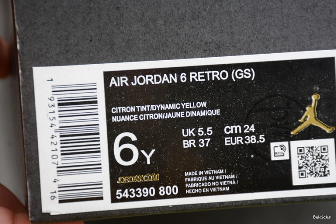 Reps BK 543390-800 floral (gs) retro air jordan dynamic yellow 6 1110